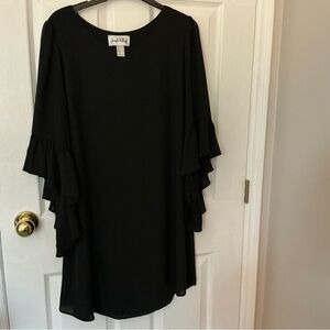 Joseph Ribkoff Black Dress with 3/4 Ruffle Sleeves, Size 8